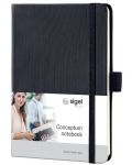 Carnețel cu coperta tare Sigel Conceptum Format  A6 - Foi negre, căptușite pagini - 1t
