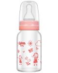 Biberon din sticla termorezistenta Wee Baby Classic, 120 ml, roz - 1t