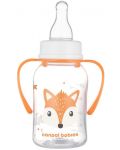 Biberon cu mânere Canpol - Cute Animals, 120 ml, portocaliu - 2t