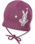 Pălărie tricotată pentru bebeluși Sterntaler - Cu iepuraș, 51 cm, 18-24 luni, roz închis - 1t