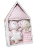Set de dormit pentru bebeluși Interbaby - Pink House, 3 piese - 2t