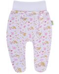 Pantaloni cu botoşei cu imprimeu roz Bio Baby - Bumbac organic, 86 cm, 12-18 luni - 1t