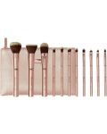 BH Cosmetics Set de pensule pentru machiaj Metal Rose, geantă, 11 bucăți - 1t
