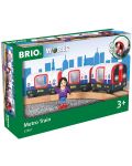 Set de joaca din lemn Brio World - Metrou-tren, 2 vagoane si figurine - 3t