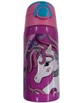 Sticlă de apă Graffiti Unicorn - Believe in Unicorn, cu pai, 500 ml - 1t