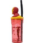 Pahar cu pai și 3D figurină Stor Avengers - Invisible Force, Iron Man, 360 ml - 3t