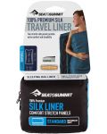 Foaie pentru sacul de dormit Sea to Summit - Premium Silk Travel Liner Mummy, cu capac, albastru - 3t