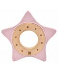 Inel gingival din lemn si silicon Kikka Boo - Star, Pink - 1t