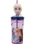 Pahar cu pai și 3D figurină Stor Frozen - Trust the Journey, 360 ml  - 1t