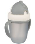 Pahar cu pai cu capac rabatabil Canpol babies - Matte Pastels, 210 ml, gri - 3t