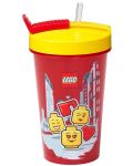 Pahar cu pai Lego Iconic - Girl, 500 ml, roșu - 1t