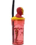 Pahar cu pai și 3D figurină Stor Avengers - Invisible Force, Iron Man, 360 ml - 2t