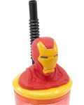 Pahar cu pai și 3D figurină Stor Avengers - Invisible Force, Iron Man, 360 ml - 4t