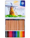 Creioane din lemn de cedru Astra Prestige - 24 culori, in cutie metalica - 2t