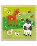 Puzzle din lemn cu manere APLI Kids - Animale la ferma - 1t