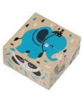 Cubulete din lemn Cubika - Animale, 4 cuburi, 6 puzzle-uri - 5t