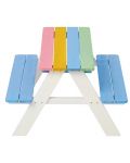 Set din lemn pentru copii Ginger Home - Masă cu bancă pentru picnic, Rainbow - 2t