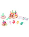 Set de joc din lemn Lelin - Tort de ziua de naștere, cu accesorii - 1t