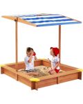 Nisipar din lemn pentru copii cu parasolar Ginger Home -118 х 118 х 118 cm - 3t