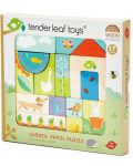 Joc-puzzle din lemn Tender Leaf - Cu motiv de grădină, 16 piese - 3t
