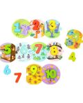 Puzzle din lemn Tooky toy - Invat sa numar cu animalele din jungla - 2t