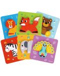 Puzzle 3D din lemn Tooky Toy - Animals, 6in1 - 2t