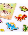 Puzzle din lemn pentru copii cu manere Tooky Toy - Dinozauri - 3t