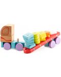 Cubika Jucărie cu sfori din lemn - autobuz, sortator de forme geometrice - 4t