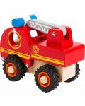 Jucarie din lemn Small Foot - Camion de pompiere, rosie - 2t