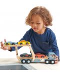 Set de jucării din lemn Tender Leaf Toys - Autobuz cu 4 mașini - 5t