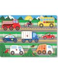 Puzzle din lemn, cu manere Melissa & Doug - Vehicule - 1t