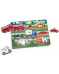 Puzzle din lemn, cu manere Melissa & Doug - Vehicule - 2t