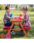 Masă de picnic din lemn pentru copii Ginger Home - Cu băncuță și perne moi - 6t