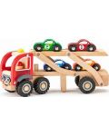 Jucarie pentru copii Woody - Autotransporter cu masini de curse - 1t