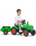 Tractor pentru copii Falk - Cu remorca, capac ce se deschide si pedale, verde - 3t