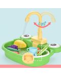 Chiuveta de bucătărie pentru copii Ntoys - Cu apă curentă și accesorii, Frog, sortiment - 2t