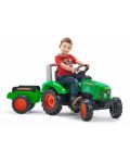 Tractor pentru copii Falk - Supercharger, cu capac care se deschide, pedale si remorca, verde - 2t