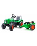Tractor pentru copii Falk - Supercharger, cu capac care se deschide, pedale si remorca, verde - 1t