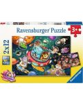 Puzzle pentru copii Ravensburger din 2 x 12 piese - Animale în spațiu - 1t