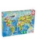 Puzzle pentru copii Educa din 150 de piese - Harta lumii cu dinozauri - 1t