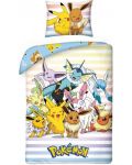 Lenjerie de pat pentru copii Halantex - Pokemon, All Heroes - 1t