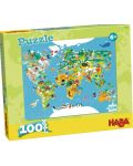 Puzzle pentru copii Haba - Harta lumii, 100 piese - 2t