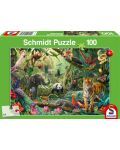 Puzzle pentru copii 100 de piese de puzzle pentru copii Schmidt - Viața colorată în junglă  - 1t