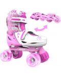 Patine cu rotile pentru copii 2 in 1Yvolution - Neon Combo Skates, marime 30-33, roz - 3t