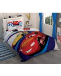 Set lenjerie de pat de o persoană TAC Licensed - Cars Race, 100% bumbac - 1t