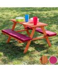 Masă de picnic din lemn pentru copii Ginger Home - Cu băncuță și perne moi - 8t