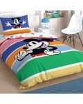 Set lenjerie de pat de o persoană TAC Licensed - Mickey M. Rainbow, 100% bumbac  - 1t