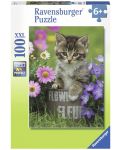 Puzzle pentru copii Ravensburger  din 100 XXL piese - Pisicuta printre flori - 1t