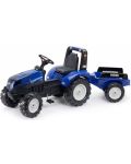 Tractor pentru copii Falk - New Holland, cu remorca si pedale, albastru - 1t