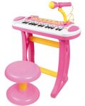 Pian cu scaun si microfon pentru copii  Baoli Melody, 31 clape, roz - 1t